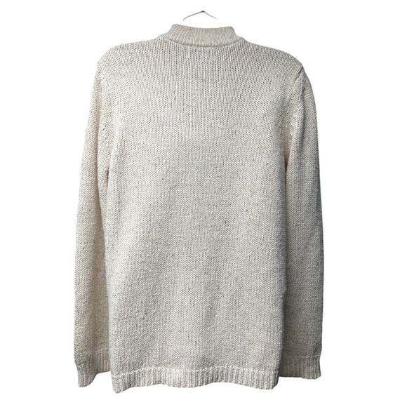 Woolrich Oatmeal Heather Bird Appliqué Pullover Knit Mock Neck Sweater Sz Medium - Picture 3 of 6